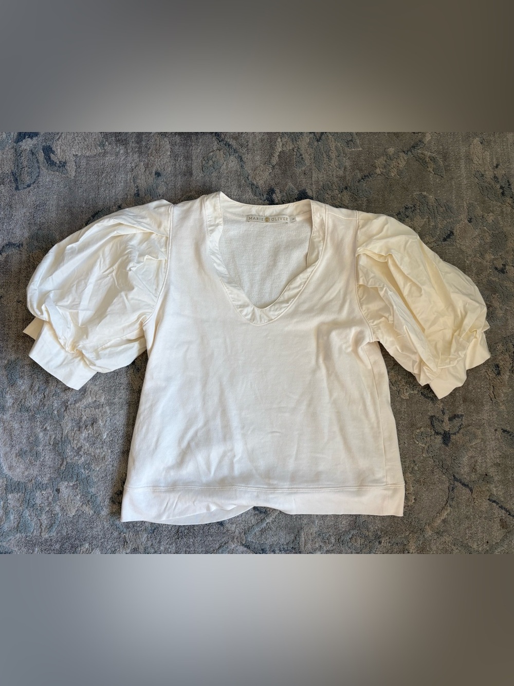 Cream cotton blouse with puffy sleeves
